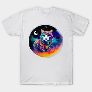 Cat in Space - A World of Dreams painting T-Shirt